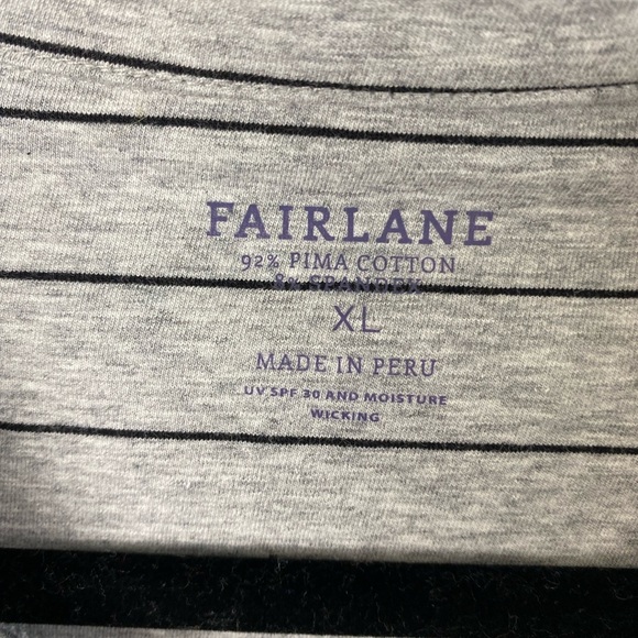 Pima Cotton Spandex FAIRLANE Stretch Short Sleeve Polo Shirt Gray Stipe Men’s XL - Picture 3 of 9